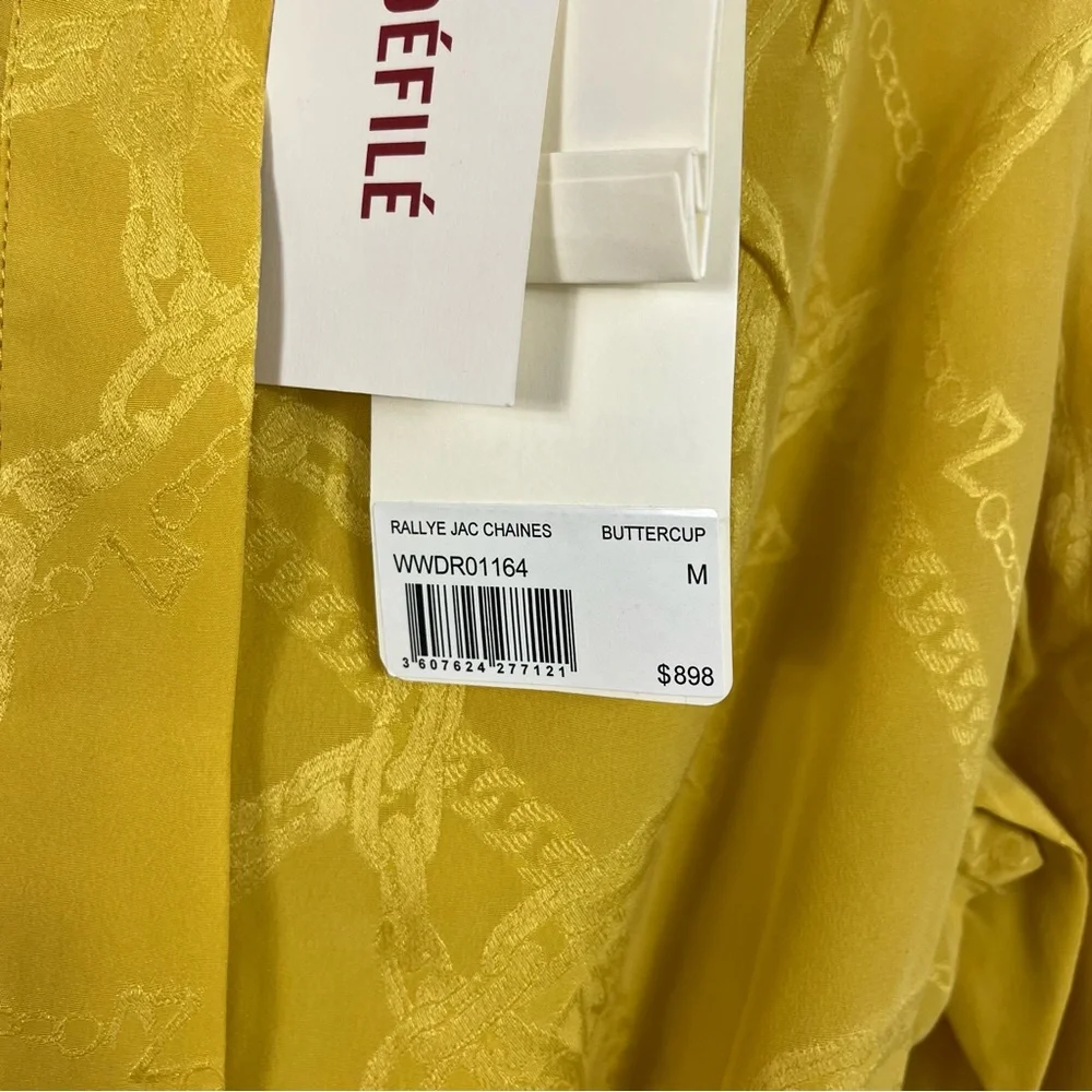 Zadig & Voltaire Rallye Chains Silk Dress Size Medium NWT Buttercup Yellow - Picture 6 of 11